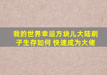 我的世界幸运方块儿大陆刷子生存如何 快速成为大佬